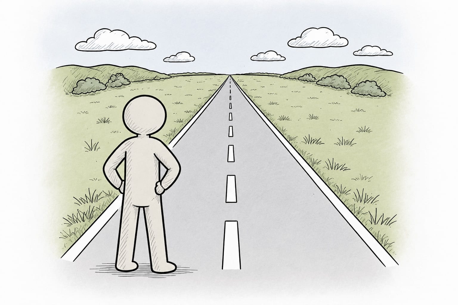 Staring down a long road image